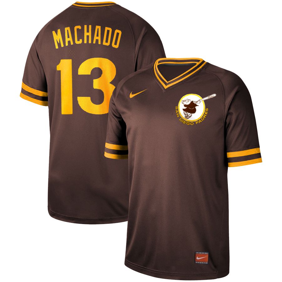 Men San Diego Padres #13 Machado brown Nike Cooperstown Collection Legend V-Neck MLB Jersey